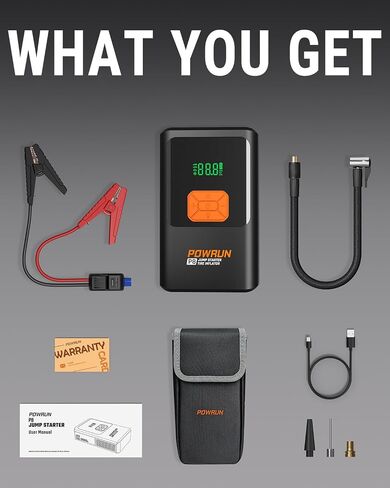 Powrun P8 Jump Starter with Air Compressor, 3000A Battery Jumper Starter Portable Jump Box (Up to 7.5L Diesel /9.0L Gas Engines) with 150 PSI Air Pump, 12V Car Jumper Starter with Carry Case in Saudi Arabia