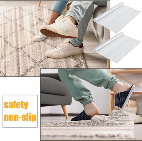 2 Rolls 27 Inches x 6 Feet Clear Plastic Floor Protector PVC Plastic Runner with Grippers Non Slip Stain Resistant Plastic Floor Mat Ribbed Plastic Floor Covering for Carpet Rug in Saudi Arabia