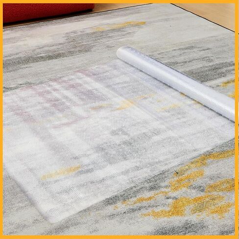 2 Rolls 27 Inches x 6 Feet Clear Plastic Floor Protector PVC Plastic Runner with Grippers Non Slip Stain Resistant Plastic Floor Mat Ribbed Plastic Floor Covering for Carpet Rug in Saudi Arabia