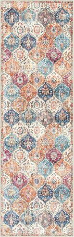 Washable Entryway Rug, 2x3 Rug Non-Slip Soft Door Mat Indoor Entrance Ultra-Thin, Moroccan Trellis Small Area Rug Distressed Throw Rugs for Kitchen Entry Bathroom Bedroom(2x3ft, Multi) in Saudi Arabia
