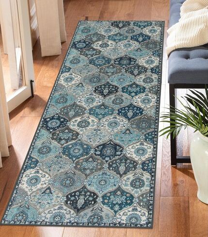 Washable Entryway Rug, 2x3 Rug Non-Slip Soft Door Mat Indoor Entrance Ultra-Thin, Moroccan Trellis Small Area Rug Distressed Throw Rugs for Kitchen Entry Bathroom Bedroom(2x3ft, Multi) in Saudi Arabia