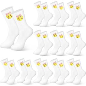 12 Pcs Softball Team Socks Gifts Bulk for Women, Pink Bow Softball Embroidered Socks Gifts Bulk for Women Girls Team Players Lovers Accessories in Kuwait