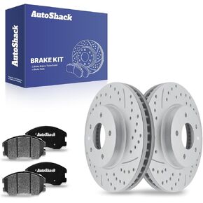 دوارات فرامل أمامية بفتحات تهوية مقاس 11.65 بوصة (296 مم) من AutoShack + استبدال وسادات فرامل سيراميك ممتازة لسيارة 2007-2009 شيفروليه إكوينوكس 2008-2010 ساتورن فيو 2012-2015 شيفروليه كابتيفا سبورت طقم فرامل 6 قطع in Kuwait