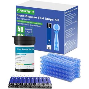 مجموعة شرائط ومشارط اختبار جلوكوز الدم، 50 شريط إعادة تعبئة اختبار + 50 مشارط دم لاختبار سكر الدم لمرضى السكري، حصريًا لجهاز مراقبة سكر الدم CAKRNPS in Kuwait