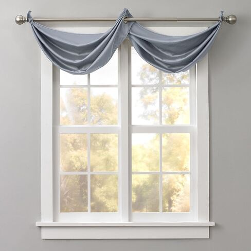 BrylaneHome BH Studio Room-Darkening Waterfall Grommet Valance - Pewter in Saudi Arabia