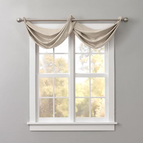 BrylaneHome BH Studio Room-Darkening Waterfall Grommet Valance - Pewter in Saudi Arabia