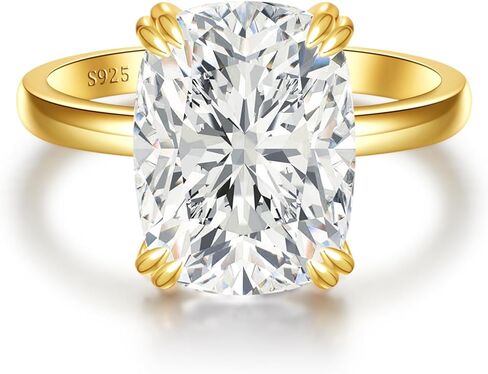 5CT Elongated Cushion Cut Engagement Ring for Women, S925 Sterling Silver Wedding Promise Cubic Zirconia Band, 14K Gold/White Gold Plated Anniversary Birthday Gifts for Her, Size 5-10 in Saudi Arabia