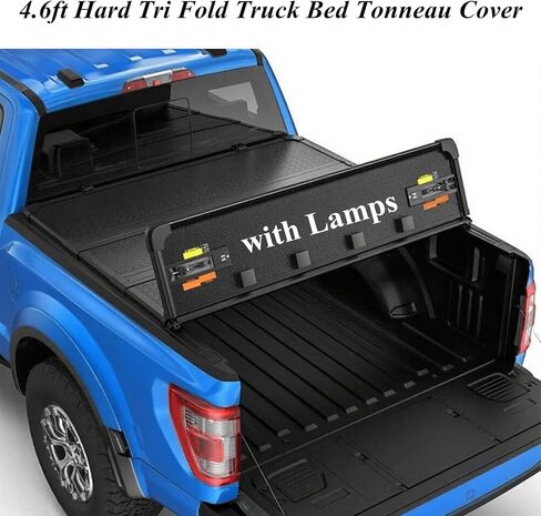 4.6FT Hard Tri-Fold Truck Bed Tonneau Cover with Lamps Replacement for Ford Maverick 4.6FT 2022 2023 2024 2025 Bed Length 4'6"/54" Without Drilling AKWH in Saudi Arabia