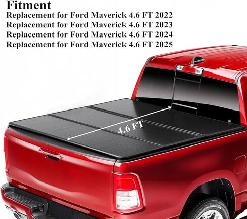 4.6FT Hard Tri-Fold Truck Bed Tonneau Cover with Lamps Replacement for Ford Maverick 4.6FT 2022 2023 2024 2025 Bed Length 4'6"/54" Without Drilling AKWH in Saudi Arabia