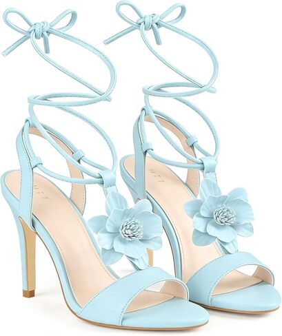 Perphy Flower T-Strap Lace Up Stiletto High Heel Sandals for Women in Saudi Arabia