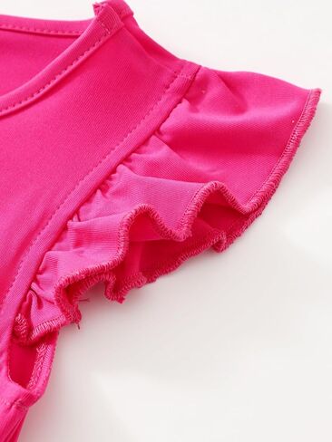 Girls Dress 3 Pcs Short Sleeve Ruffle Swing Flowy A-Line Sundress Summer Spring in Saudi Arabia