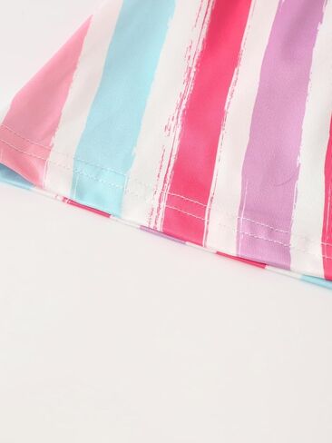 Girls Dress 3 Pcs Short Sleeve Ruffle Swing Flowy A-Line Sundress Summer Spring in Saudi Arabia
