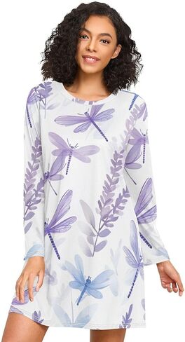 قمصان نوم للنساء بأكمام طويلة، قمصان نوم ناعمة، فستان ليلي للسيدات in Kuwait