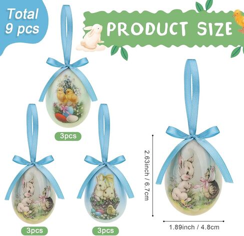 12 Pcs Easter Hanging Eggs Ornament Easter Tree Decorations Colorful Plastic Egg Ornaments for Tree Hanging Egg Ornament for Party Birthday Home Spring Holiday Decor in Saudi Arabia