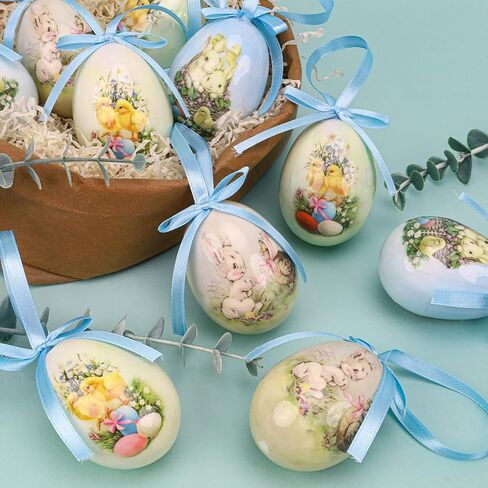 12 Pcs Easter Hanging Eggs Ornament Easter Tree Decorations Colorful Plastic Egg Ornaments for Tree Hanging Egg Ornament for Party Birthday Home Spring Holiday Decor in Saudi Arabia