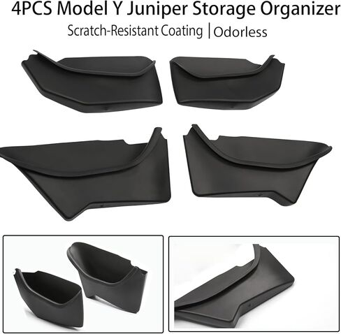 2025 2026 Tesla Model Y Juniper Door Pocket Liner Storage Box Organizer Front & Rear Side Door Inserts for Juniper Full-Cover TPE Waterproof Refresh Model Y Accessories 4PCS in Saudi Arabia