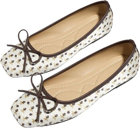MakeMeChic Women's Bow Knot Polka Dots Flat Shoes Beaded Closed Toe PU Leather Fall Flats in Saudi Arabia