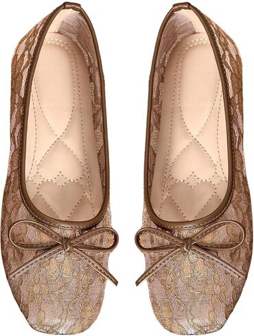 MakeMeChic Women's Bow Knot Polka Dots Flat Shoes Beaded Closed Toe PU Leather Fall Flats in Saudi Arabia
