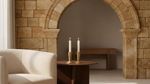 Yair Emanuel Antique Style Shabbat Candle Holders – 4.3" Tall Judaica Shabbos Candlestick Holders - Housewrming, Wedding Gift (Brass CAM-1) in Saudi Arabia