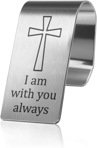 PULEXHO I Am with You Always Car Visor Clip, 2.4"x1.1" Engraved Stainless Steel Christian Visor Clips for Cars, Matthew 28:20 Religious Car Accessories, Christian Gifts for New Drivers Daughter Son in Saudi Arabia