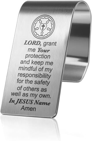 PULEXHO I Am with You Always Car Visor Clip, 2.4"x1.1" Engraved Stainless Steel Christian Visor Clips for Cars, Matthew 28:20 Religious Car Accessories, Christian Gifts for New Drivers Daughter Son in Saudi Arabia