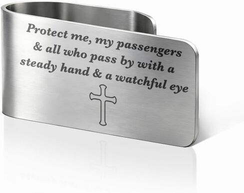PULEXHO I Am with You Always Car Visor Clip, 2.4"x1.1" Engraved Stainless Steel Christian Visor Clips for Cars, Matthew 28:20 Religious Car Accessories, Christian Gifts for New Drivers Daughter Son in Saudi Arabia