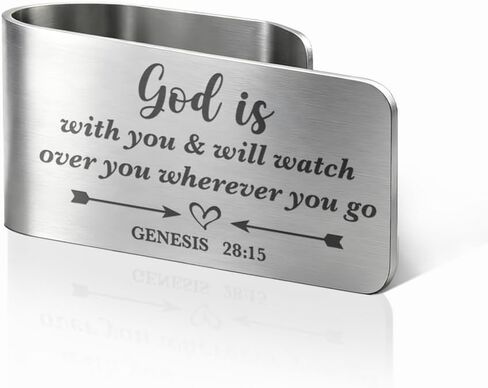 PULEXHO I Am with You Always Car Visor Clip, 2.4"x1.1" Engraved Stainless Steel Christian Visor Clips for Cars, Matthew 28:20 Religious Car Accessories, Christian Gifts for New Drivers Daughter Son in Saudi Arabia