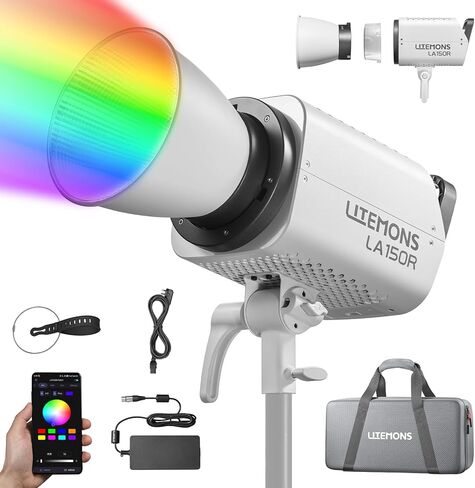 Godox LA300R RGB COB LED ضوء الفيديو 330W مجموعة الإضاءة المستمرة بالألوان الكاملة مع حقيبة حمل CCT 1800K-10000K 94700lux Bowens Mount RGB Video Light Support APP Control (LA300R) in Kuwait