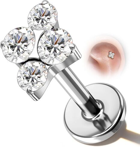 cocharm g23 التيتانيوم اللولب الزنمة الغضروف ثقب المجوهرات 16 جرام شقة عودة اللولب الغضروف الزنمة القرط مسمار نجمة محارة المجوهرات للنساء الرجال in Kuwait