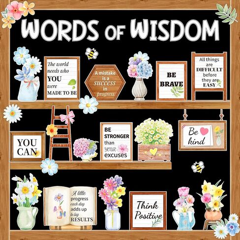 Spring Bulletin Board Set Inspirational Flower Bulletin Board Decoration Positive Cutout Classroom Decor for Teacher Spring Watercolor Flowers Educational Poster Cutouts for Classroom Door Wall in Saudi Arabia