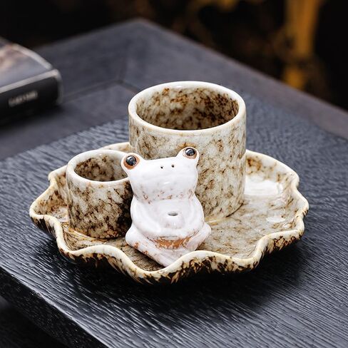 3-in-1 Multifunctional Ceramic Burning Tray with Lotus Leaf and Cute Frog for Burning Sage, Palo Santo, Incense Sticks, Candles in Saudi Arabia