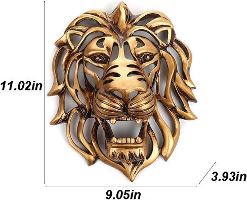SEAKUOSKYK الراتنج 3D الذهب رئيس الأسد جدار الفن ديكور شنت النحت، الحيوان رئيس الجدار الديكور جدار النحت ديكور المنزل تمثال للمزرعة، غرفة المعيشة، غرفة نوم، باب (الأسد) in Saudi Arabia