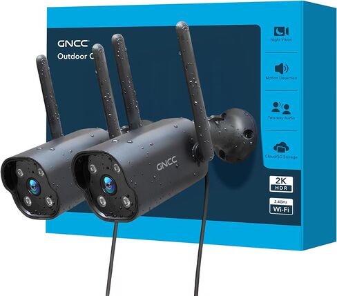 كاميرا واي فاي ثابتة خارجية GNCC، 2K HD، تدعم فقط 2.4 جيجا هرتز واي فاي، مقاومة للماء IP65، تتطلب اشتراكًا سحابيًا، تدعم الصوت ثنائي الاتجاه، كشف الحركة، إنذار، وتعمل 24/7، أبيض (عبوتان) in Kuwait