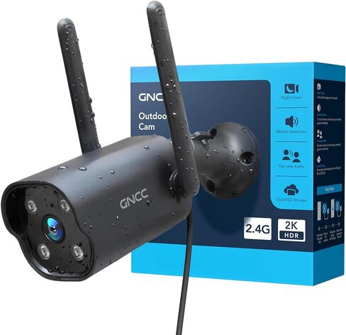 كاميرا واي فاي ثابتة خارجية GNCC، 2K HD، تدعم فقط 2.4 جيجا هرتز واي فاي، مقاومة للماء IP65، تتطلب اشتراكًا سحابيًا، تدعم الصوت ثنائي الاتجاه، كشف الحركة، إنذار، وتعمل 24/7، أبيض (عبوتان) in Kuwait