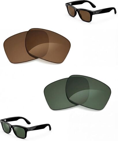 عدسات بديلة عاكسة مستقطبة لـ Ray-Ban Meta Wayfarer RW4006 / Wayfarer (الجيل 2) RW4012 (50 مم)، زوجان (أزرق-أخضر وبرتقالي-أحمر)، تبديل سريع، يتضمن حافظة EVA ومناديل للعدسات in Kuwait