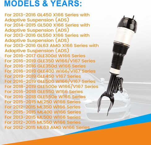 Air Suspension Struts 2PCS 1663204966 for 2013-2019 Mercedes GL450 GL350 GLS450 GLS63 AMG X166, Direct Fit OE Replacement for 1663207313 in Saudi Arabia