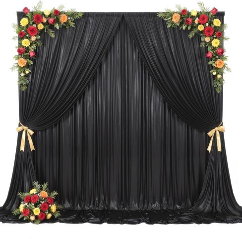 10x10ft ارتفع الذهب الترتر خلفية الستار للأحزاب بريق الصورة خلفية التجاعيد الحرة البوليستر الستائر لامع قطرة الظهر لحفل زفاف عيد ميلاد الطفل دش التصوير خلفية 2 لوحات 5x10ft in Kuwait