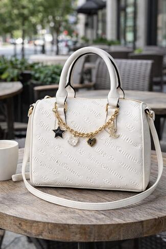 Juicy Couture Women’s Not Your Babe Satchel Logo Embossed Crossbody Handbag with Top Handles & Adjustable Strap in Saudi Arabia