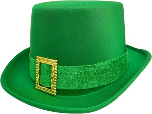 GiftExpress 1pc St. Patrick’s Day Leprechaun Top Hat Green Satin Hat with Velvet Ribbon and Gold Buckle for Leprechaun Costume Irish Parade Decorations in Saudi Arabia