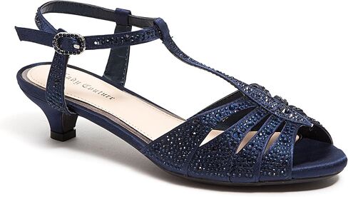 Lady Couture Dressy Kitten Heel Sandals with Rhinestone Women's Shoes, Betty Pewter 37 in Saudi Arabia