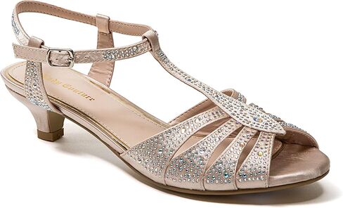 Lady Couture Dressy Kitten Heel Sandals with Rhinestone Women's Shoes, Betty Pewter 37 in Saudi Arabia