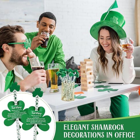 Zhanmai St. Patrick's Day Pencils with Erasers Shamrock Pencils with St. Patrick's Day Card, Green Erasers Shamrock Greeting Cards for Gift Prize Supplies(50 Sets) in Saudi Arabia