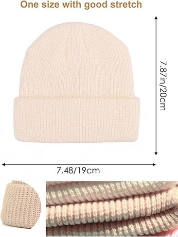 Wool Knit Cuff Short Fisherman Beanie, Winter Warm Knit Hats for Men Women in Saudi Arabia
