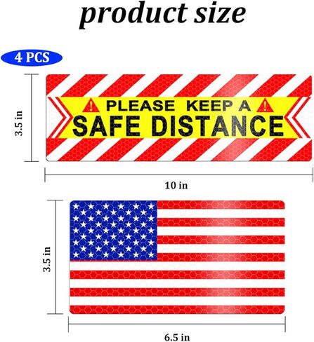HZEL 4PCS American Flag Car Magnet Decal, USA Flag Reflective Magnetic Vehicle Bumper Stickers, Patriotic Stars Automotive Exterior Decor Accessories, Universal for Truck SUV Sedan in Saudi Arabia