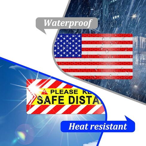 HZEL 4PCS American Flag Car Magnet Decal, USA Flag Reflective Magnetic Vehicle Bumper Stickers, Patriotic Stars Automotive Exterior Decor Accessories, Universal for Truck SUV Sedan in Saudi Arabia