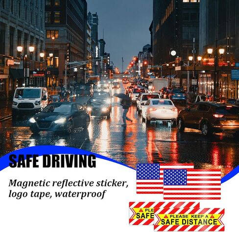 HZEL 4PCS American Flag Car Magnet Decal, USA Flag Reflective Magnetic Vehicle Bumper Stickers, Patriotic Stars Automotive Exterior Decor Accessories, Universal for Truck SUV Sedan in Saudi Arabia