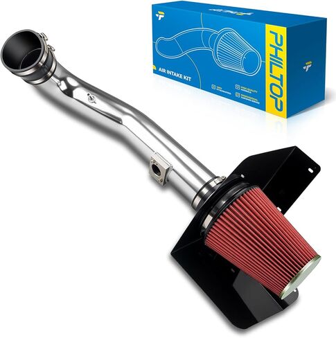 نظام مجموعة مدخل الهواء البارد 4 بوصات من PHILTOP + درع حراري متوافق مع Ford for 1997-2003 F150 4.6/5.4L، 1997-1999 F250 5.4L، 1997-2003 Expedition 4.6L، عالي الأداء، أسود in Kuwait