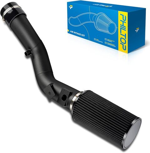 نظام مجموعة مدخل الهواء البارد 4 بوصات من PHILTOP + درع حراري متوافق مع Ford for 1997-2003 F150 4.6/5.4L، 1997-1999 F250 5.4L، 1997-2003 Expedition 4.6L، عالي الأداء، أسود in Kuwait