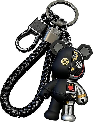 1 PCS Cute Teddy Bear Keychain with Braided Leather Strap, Decorative Bag Pendant Charm in Saudi Arabia