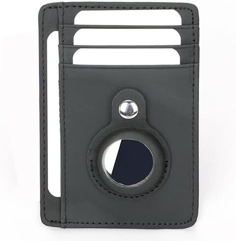 Slim RFID Blocking Card Holder Wallet with Built-in AirTag Case Clip – Front Pocket Leather Wallet for Unisex in Saudi Arabia